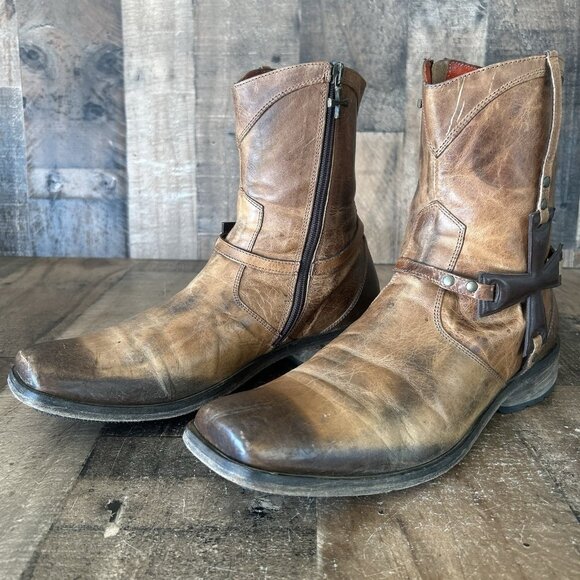 Mark Nason Italy 67179 Cross Side Zip Square Toe Ankle Boots Mens 10.5 - Picture 1 of 12